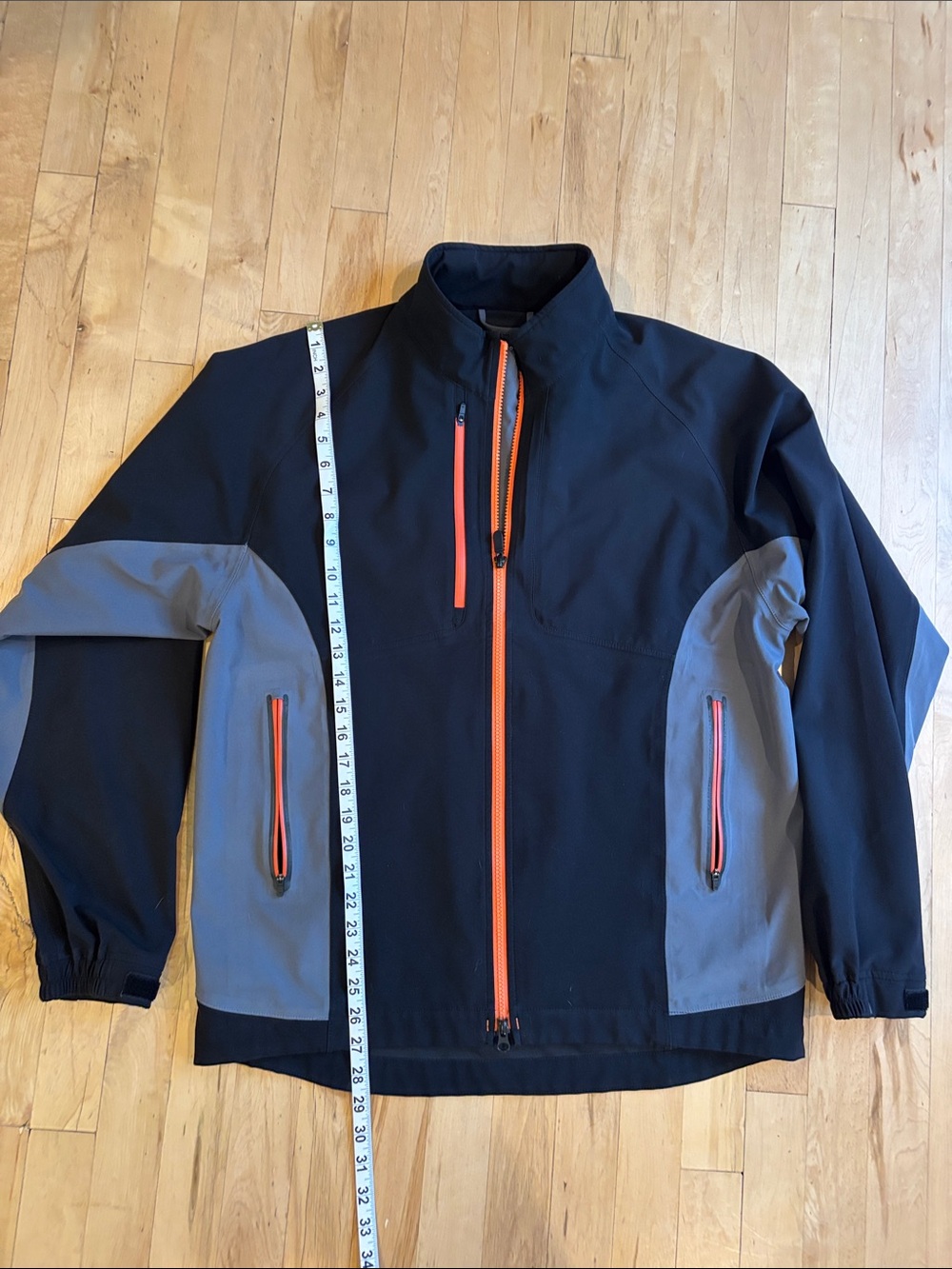 FootJoy Black and Gray Softshell Jacket with Orange Zippers